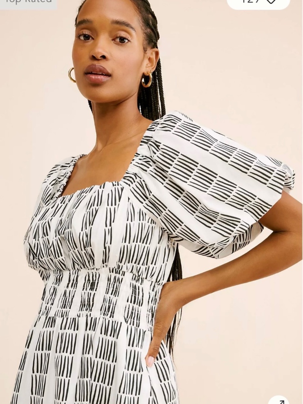 Maeve Puff Sleeve Square Neck Smocked Cotton Dress